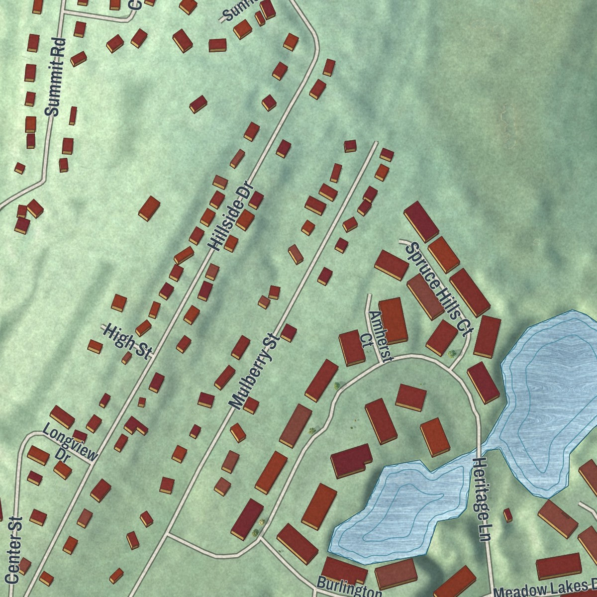 Close-up 1 of the Hamburg, New Jersey map artwork