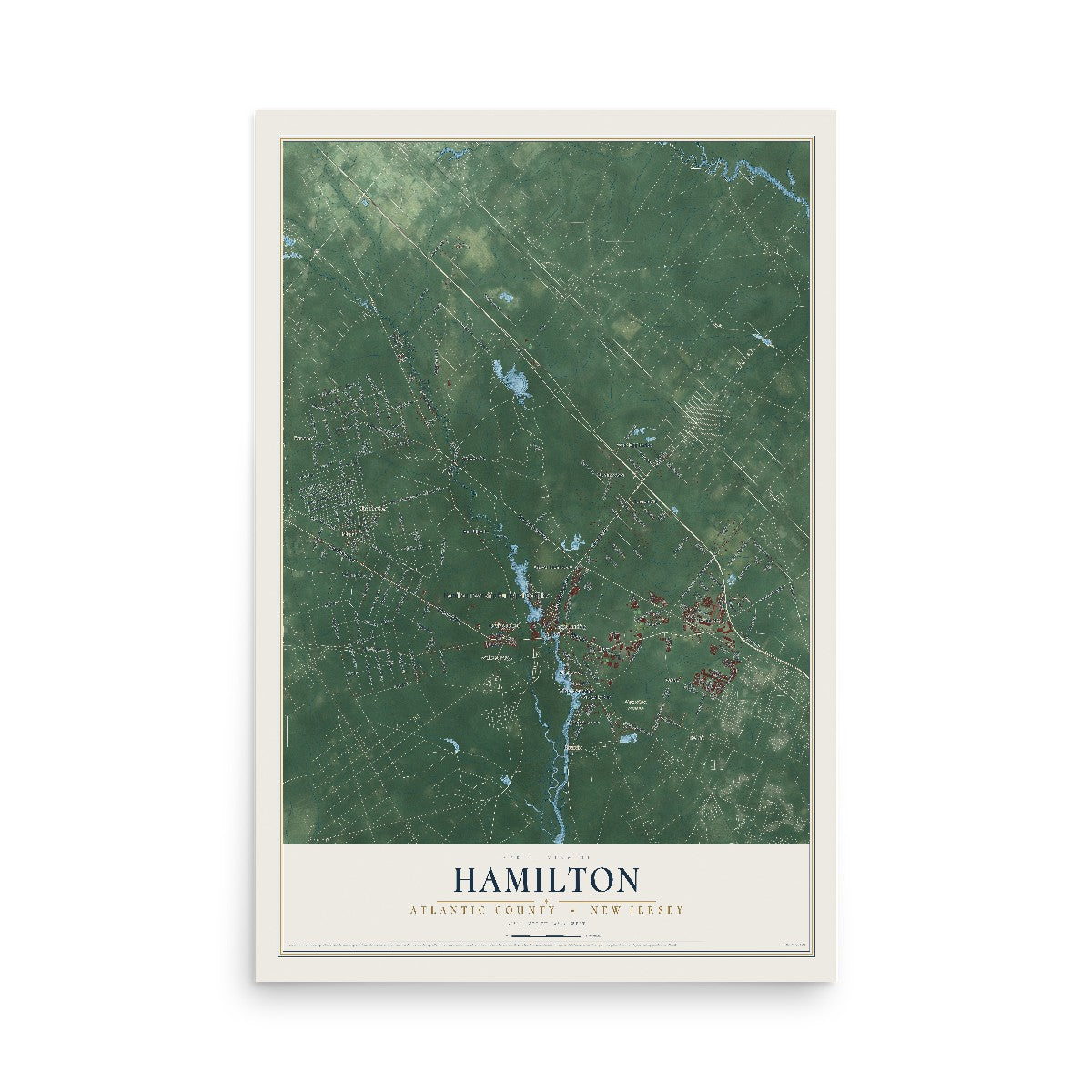 Hamilton, New Jersey map print, 12" x 18" Archival Matte Print mockup