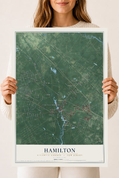 Hamilton, New Jersey map print, 18" x 24" Archival Matte Print mockup