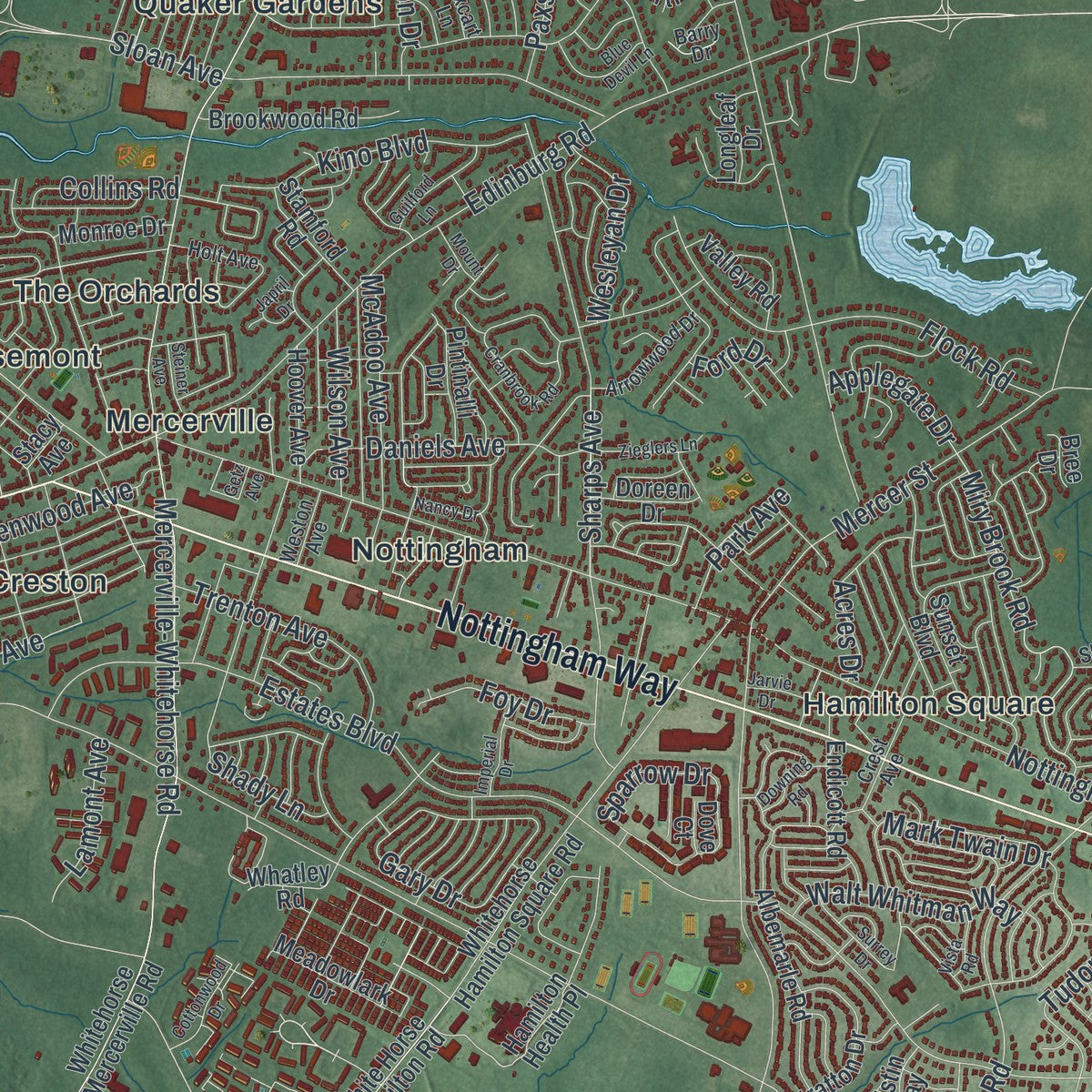 Close-up 1 of the Hamilton, New Jersey map artwork