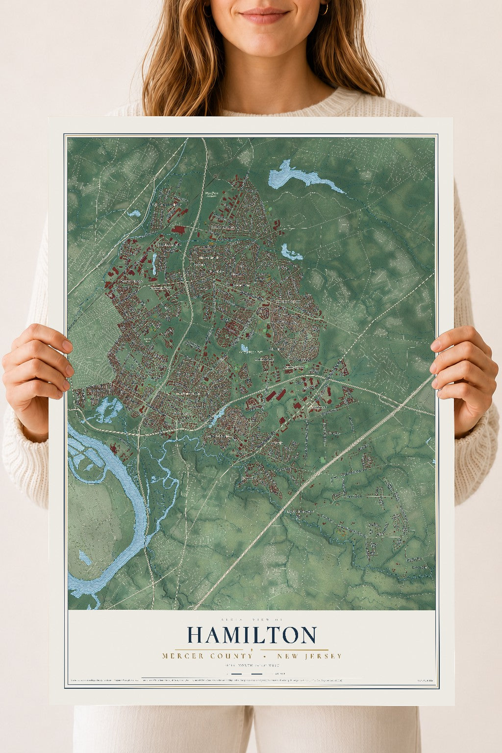 Hamilton, New Jersey map print, 18" x 24" Archival Matte Print mockup