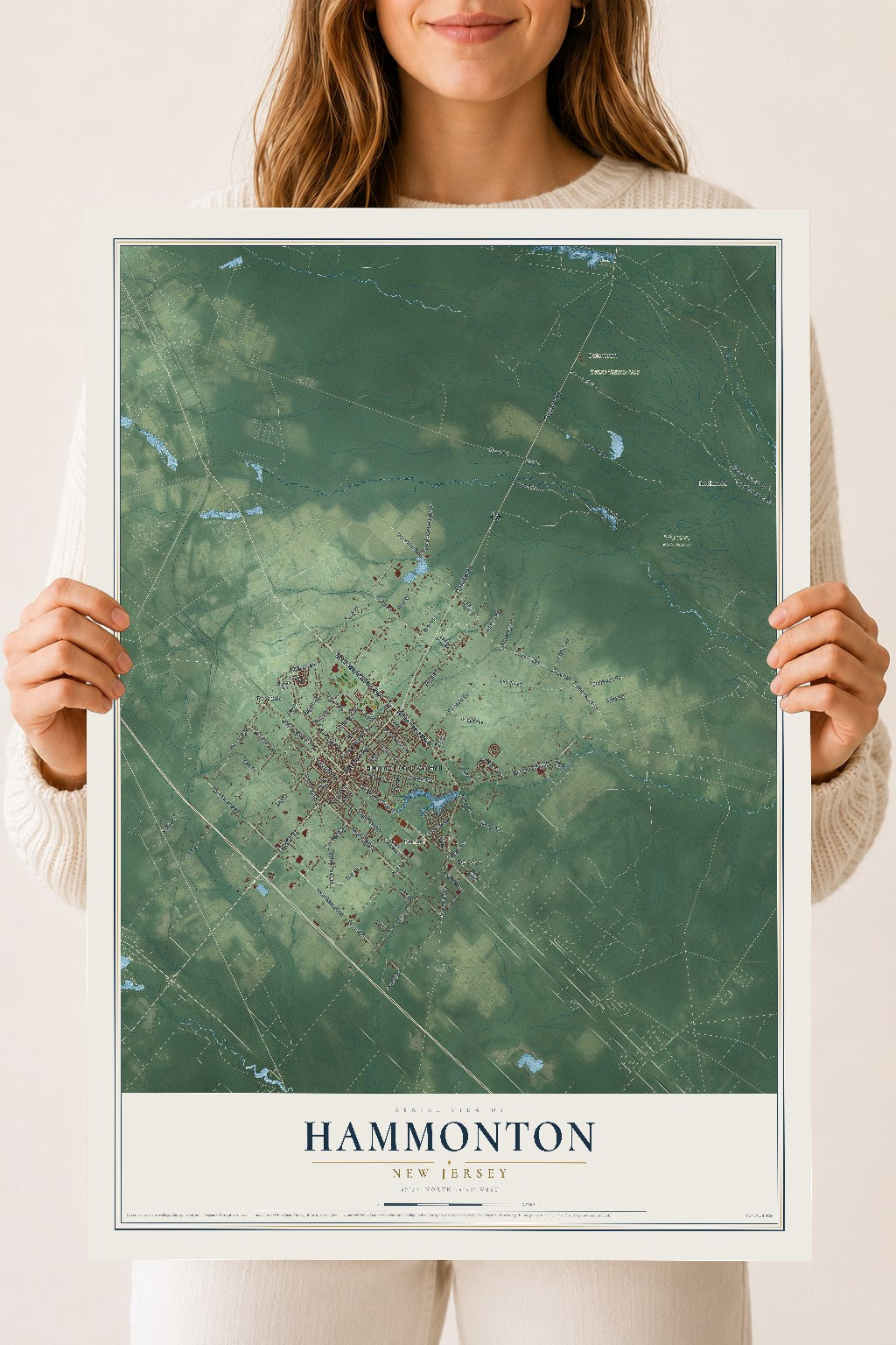 Hammonton, New Jersey map print, 18" x 24" Archival Matte Print mockup