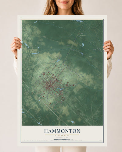 Hammonton, New Jersey map print, 24" x 36" Archival Matte Print mockup