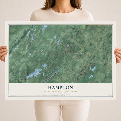 Hampton, New Jersey map print, 18" x 24" Archival Matte Print mockup