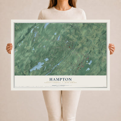Hampton, New Jersey map print, 24" x 36" Archival Matte Print mockup
