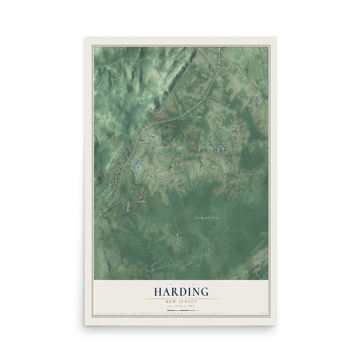 Harding, New Jersey map print, 12" x 18" Archival Matte Print mockup