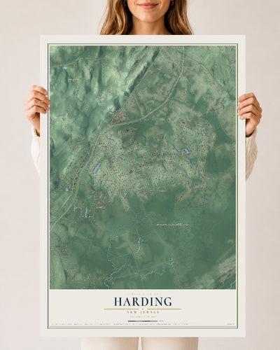 Harding, New Jersey map print, 24" x 36" Archival Matte Print mockup
