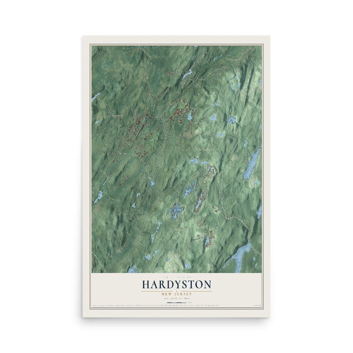 Hardyston, New Jersey map print, 12" x 18" Archival Matte Print mockup