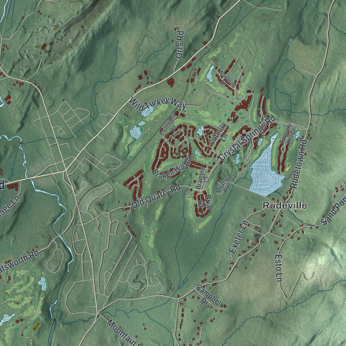 Close-up 2 of the Hardyston, New Jersey map artwork