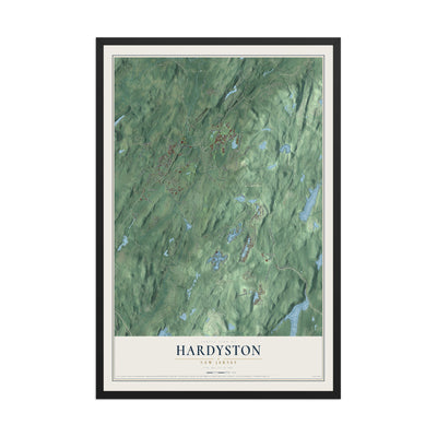 Hardyston, New Jersey map print, 12" x 18" W/ Black Ayous Wood Frame mockup