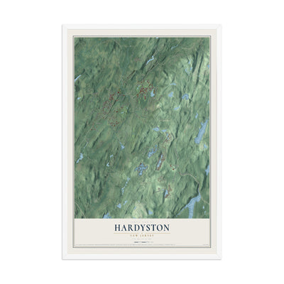 Hardyston, New Jersey map print, 12" x 18" W/ White Ayous Wood Frame mockup