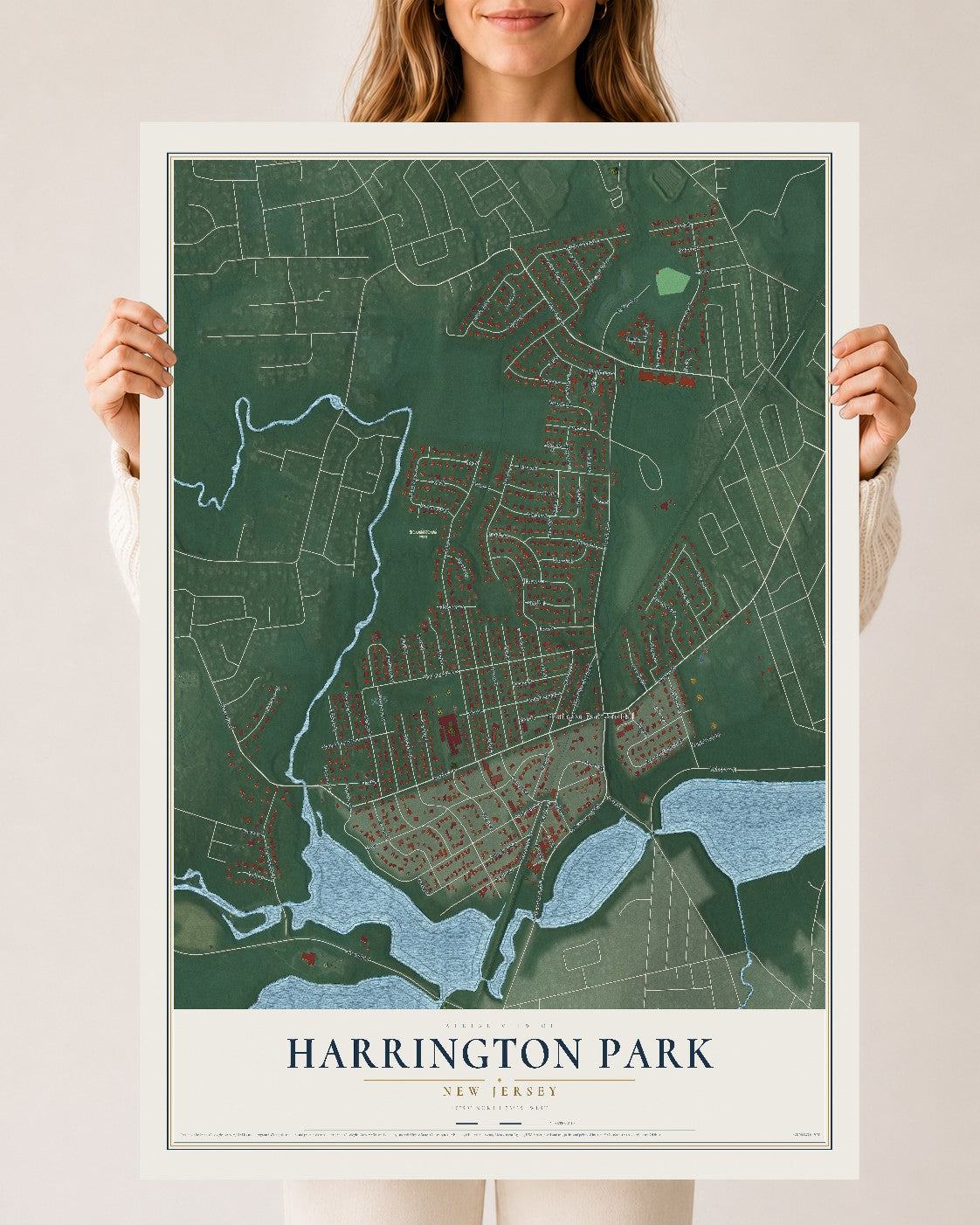 Harrington Park, New Jersey map print, 24" x 36" Archival Matte Print mockup