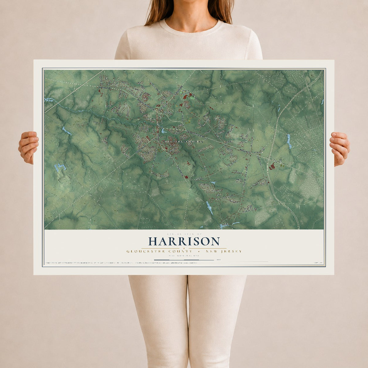 Harrison, New Jersey map print, 24" x 36" Archival Matte Print mockup