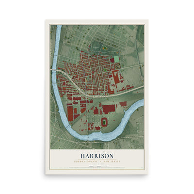 Harrison, New Jersey map print, 12" x 18" Archival Matte Print mockup