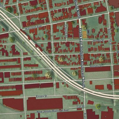 Close-up 1 of the Harrison, New Jersey map artwork