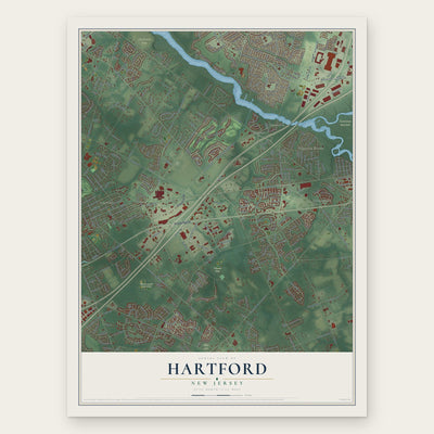 Hartford, New Jersey map print, the full design