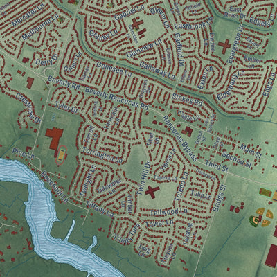 Close-up of the map of Hartford, New Jersey print showing street and building detail