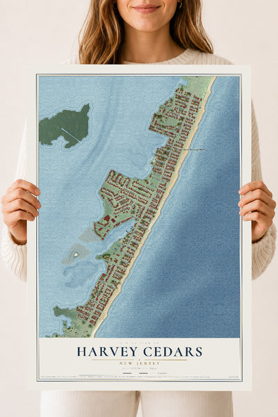 Harvey Cedars, New Jersey map print, 18" x 24" Archival Matte Print mockup