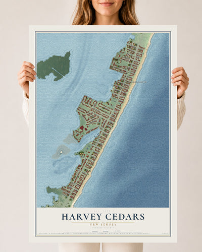Harvey Cedars, New Jersey map print, 24" x 36" Archival Matte Print mockup