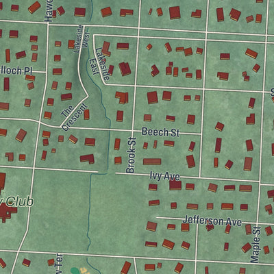 Close-up 1 of the Haworth, New Jersey map artwork