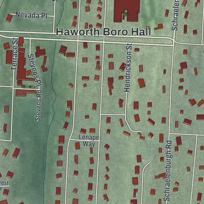 Close-up 2 of the Haworth, New Jersey map artwork