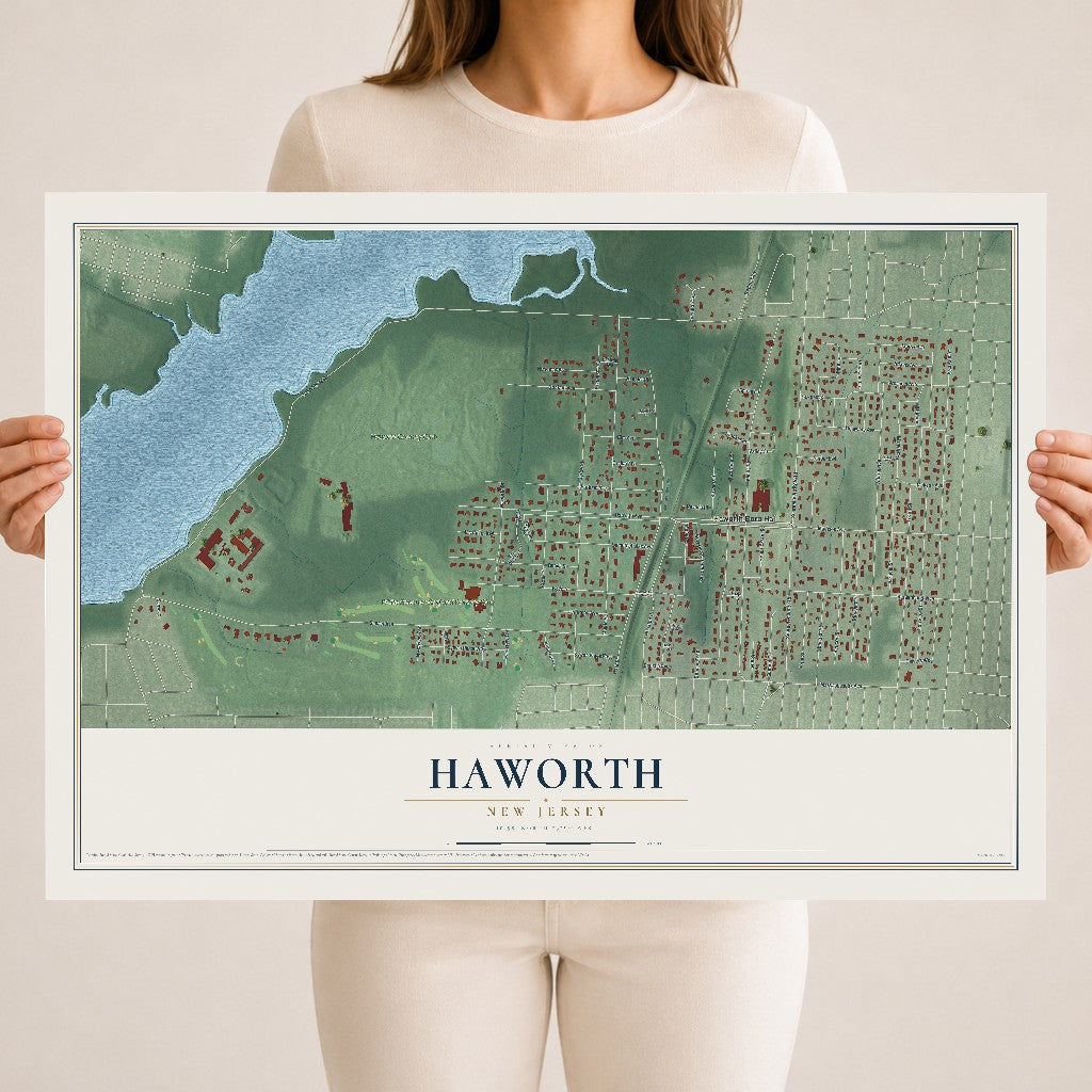 Haworth, New Jersey map print, 18" x 24" Archival Matte Print mockup