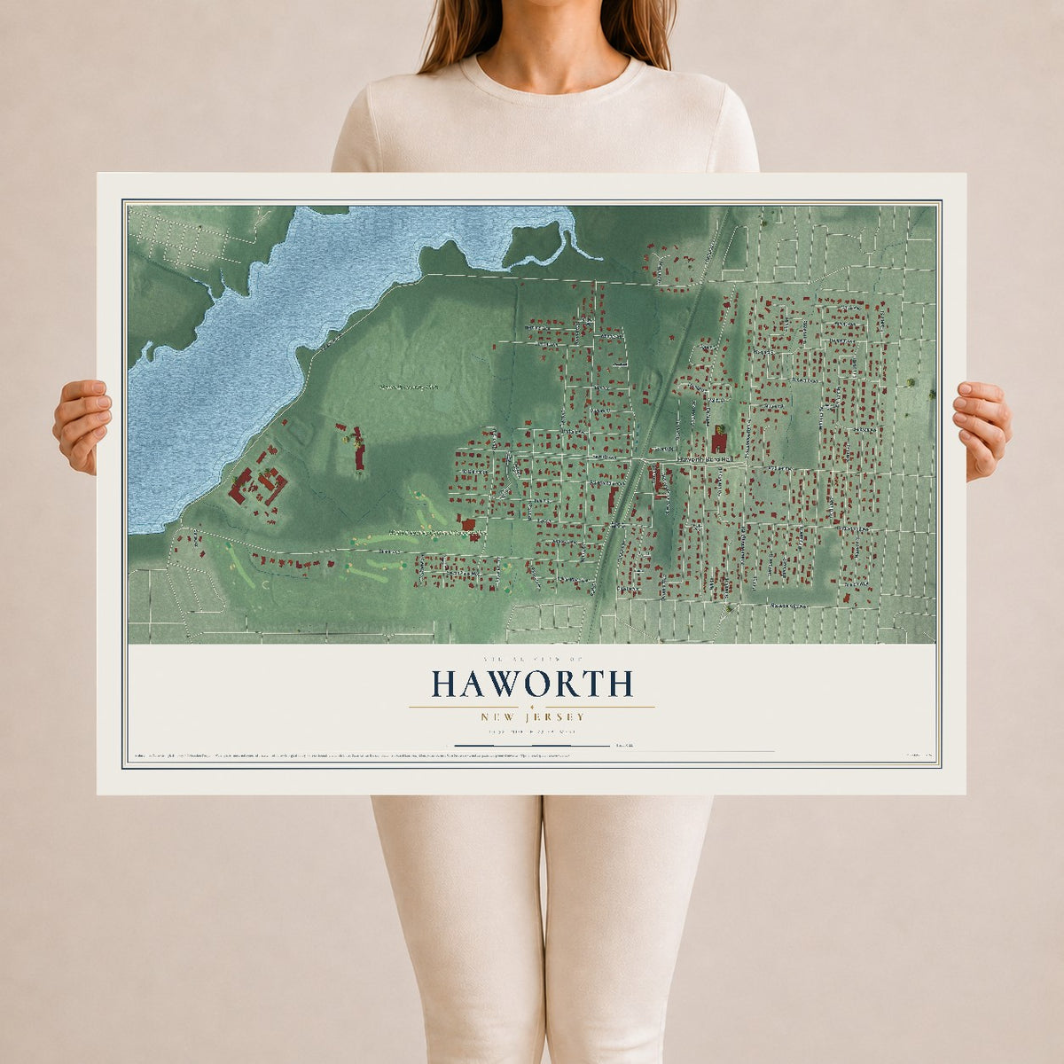 Haworth, New Jersey map print, 24" x 36" Archival Matte Print mockup