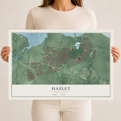 Hazlet, New Jersey map print, 12" x 18" Archival Matte Print mockup