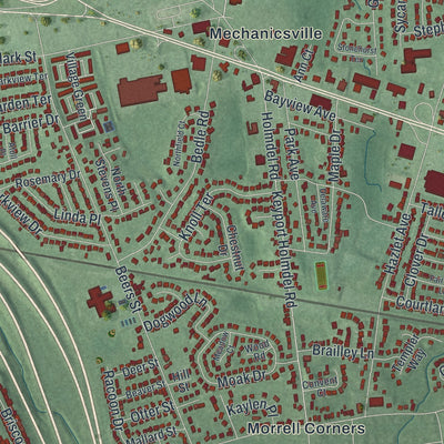 Close-up 1 of the Hazlet, New Jersey map artwork