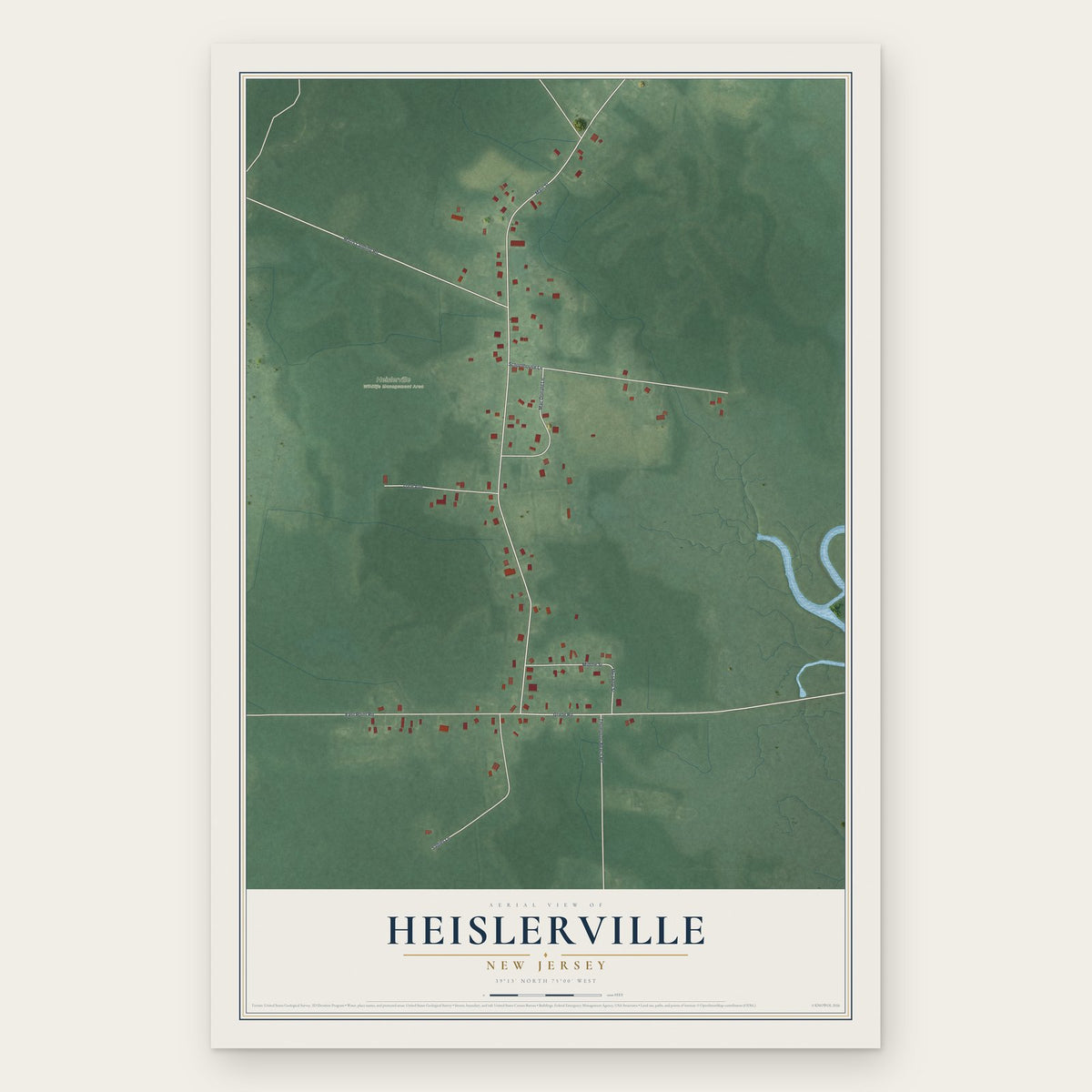 Heislerville, New Jersey map print, the full design