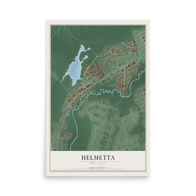 Helmetta, New Jersey map print, 12" x 18" Archival Matte Print mockup