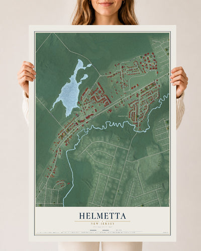 Helmetta, New Jersey map print, 24" x 36" Archival Matte Print mockup