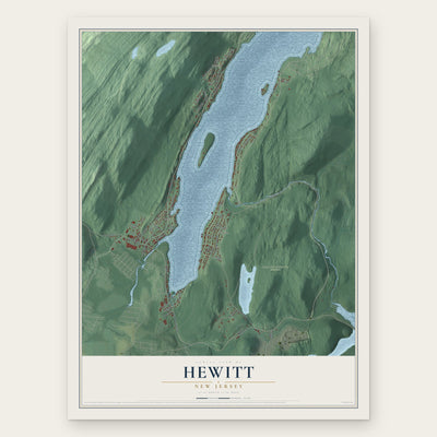Hewitt, New Jersey map print, the full design