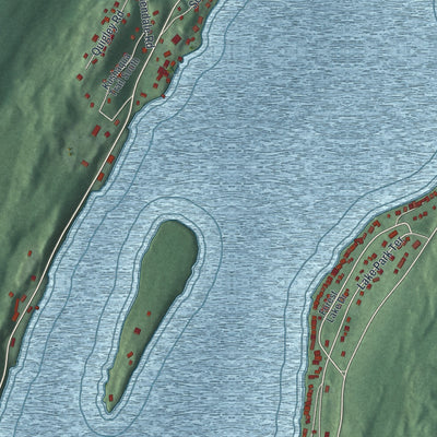 Close-up of the map of Hewitt, New Jersey print showing street and building detail