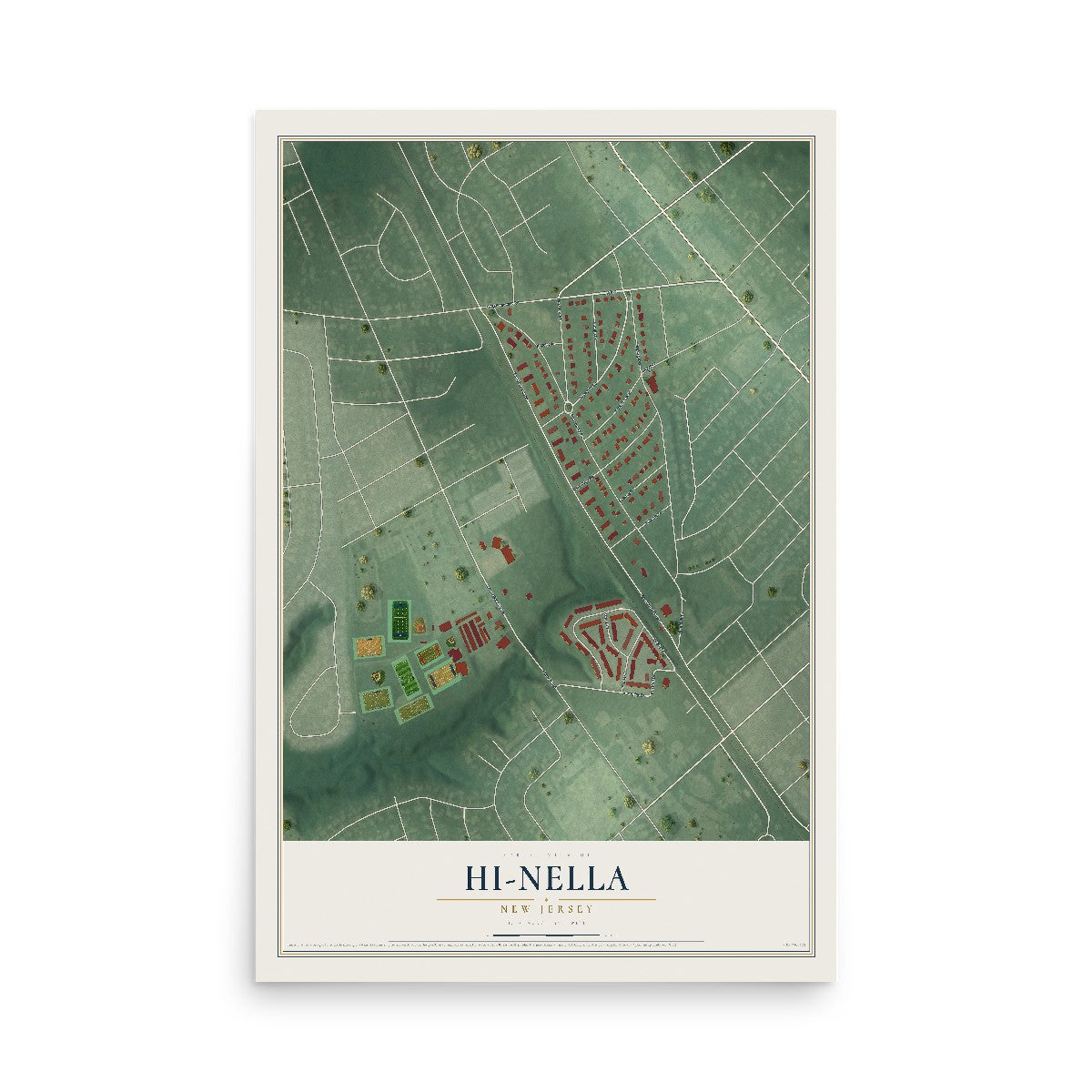Hi-Nella, New Jersey map print, 12" x 18" Archival Matte Print mockup