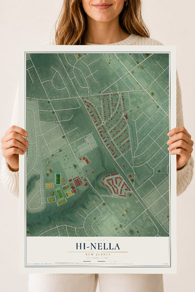 Hi-Nella, New Jersey map print, 18" x 24" Archival Matte Print mockup