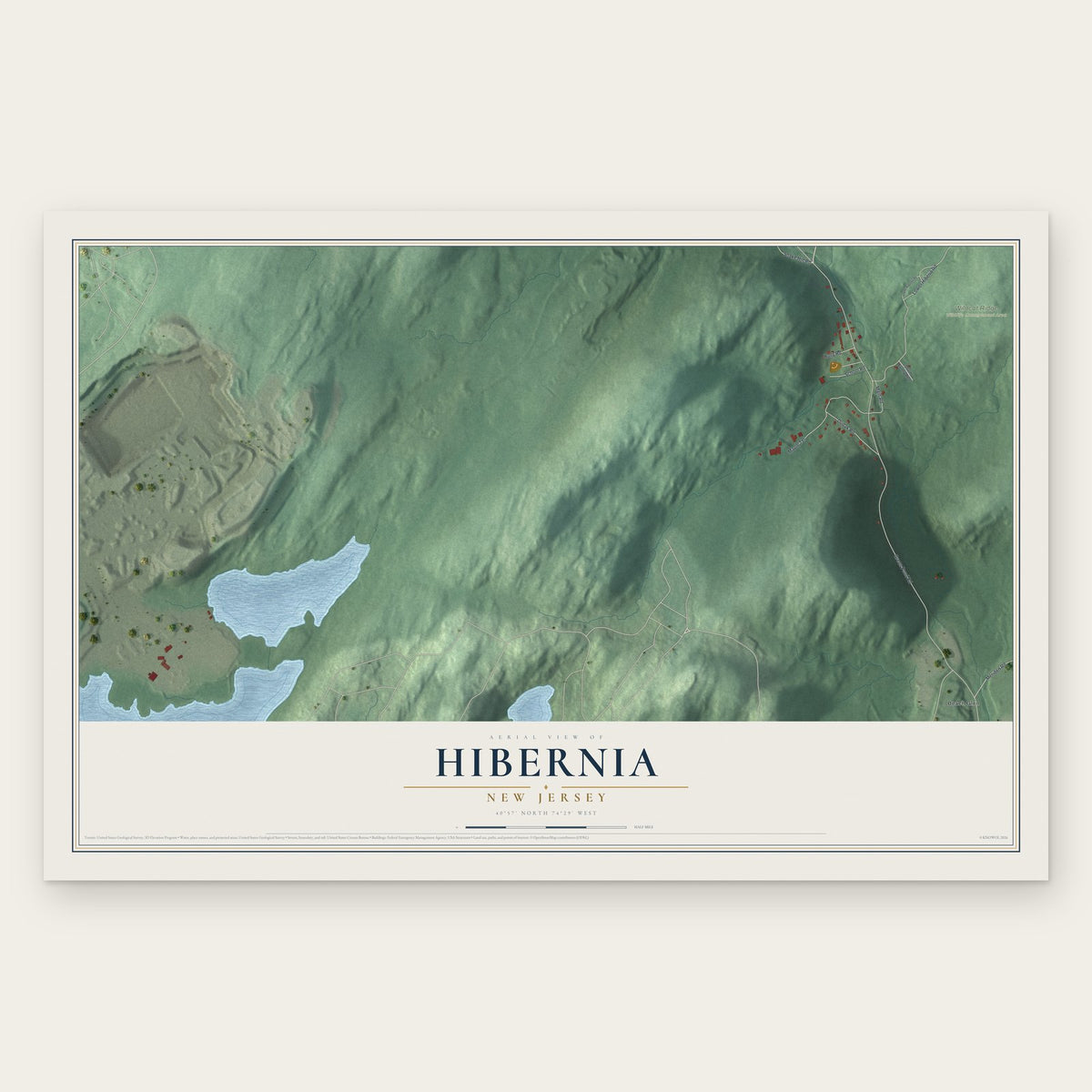 Hibernia, New Jersey map print, the full design