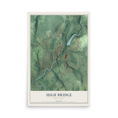 High Bridge, New Jersey map print, 12" x 18" Archival Matte Print mockup