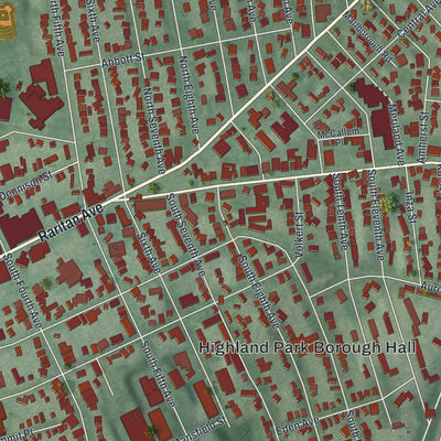 Close-up 1 of the Highland Park, New Jersey map artwork