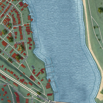 Close-up 2 of the Highlands, New Jersey map artwork