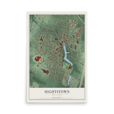 Hightstown, New Jersey map print, 12" x 18" Archival Matte Print mockup