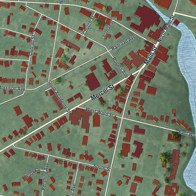 Close-up 1 of the Hightstown, New Jersey map artwork