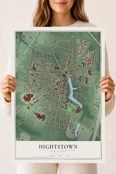 Hightstown, New Jersey map print, 18" x 24" Archival Matte Print mockup