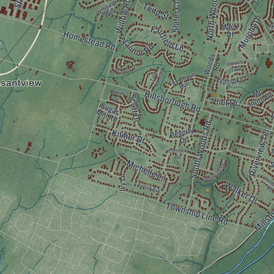 Close-up 2 of the Hillsborough, New Jersey map artwork