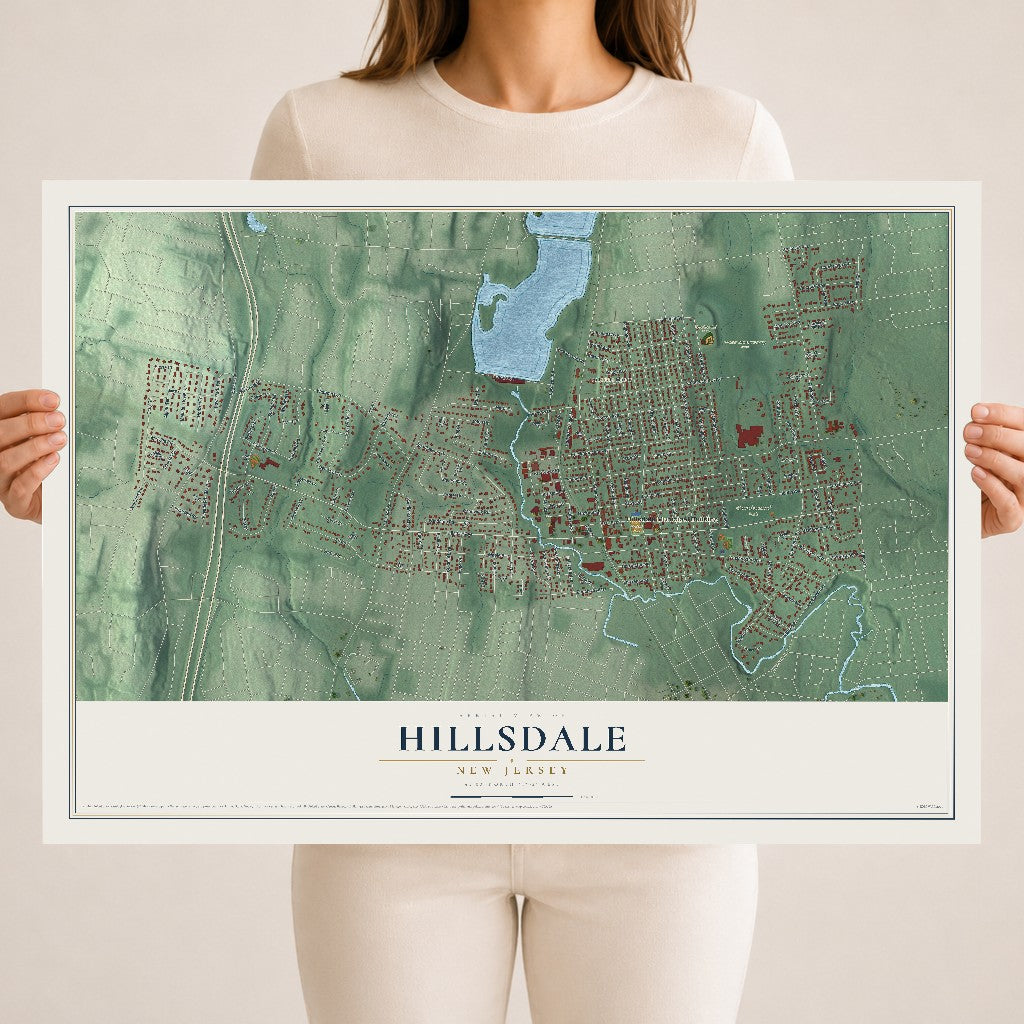 Hillsdale, New Jersey map print, 18" x 24" Archival Matte Print mockup