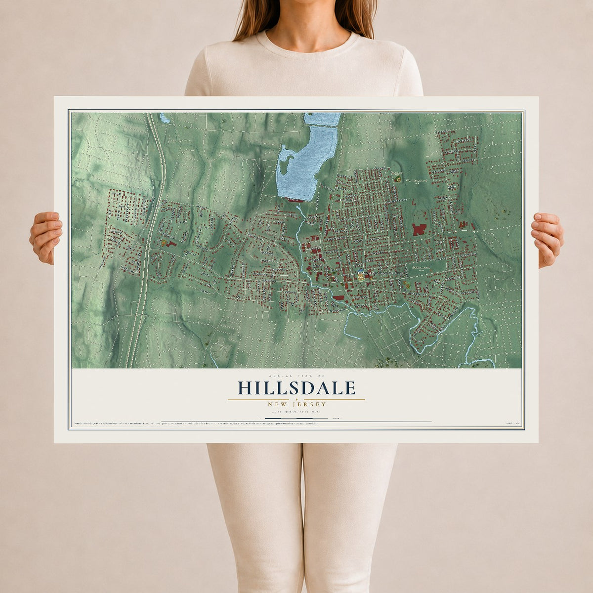 Hillsdale, New Jersey map print, 24" x 36" Archival Matte Print mockup