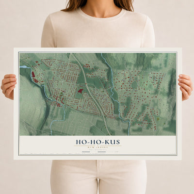 Ho-Ho-Kus, New Jersey map print, 12" x 18" Archival Matte Print mockup