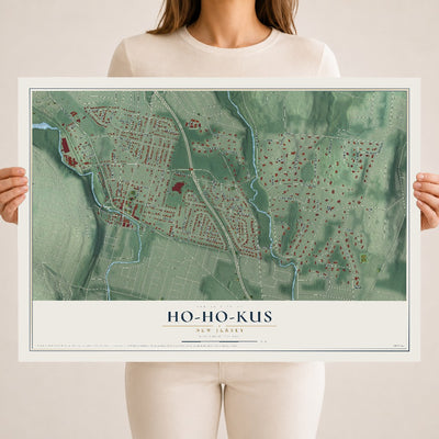 Ho-Ho-Kus, New Jersey map print, 18" x 24" Archival Matte Print mockup