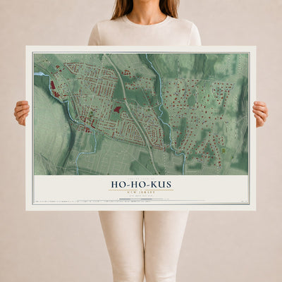 Ho-Ho-Kus, New Jersey map print, 24" x 36" Archival Matte Print mockup