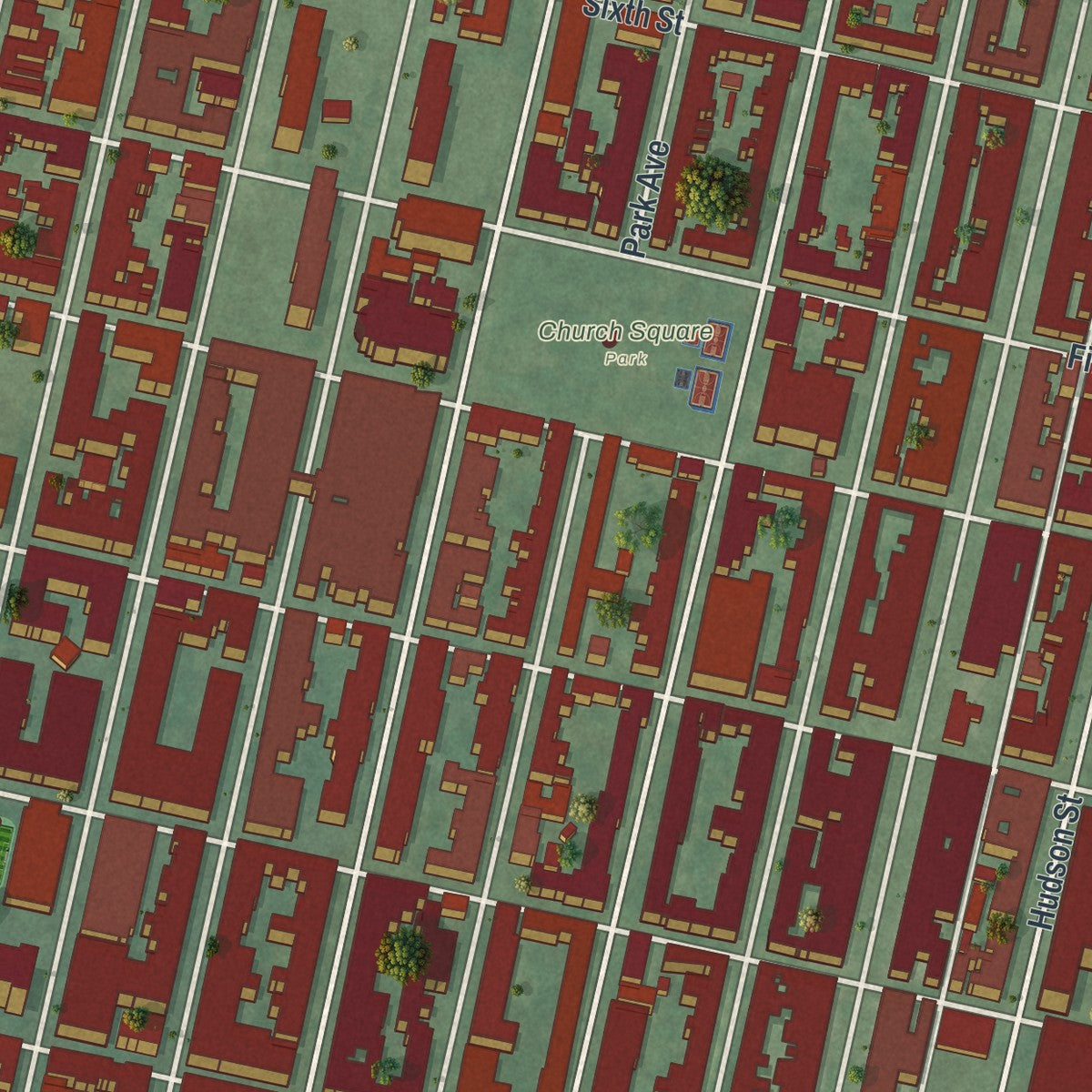 Close-up 1 of the Hoboken, New Jersey map artwork